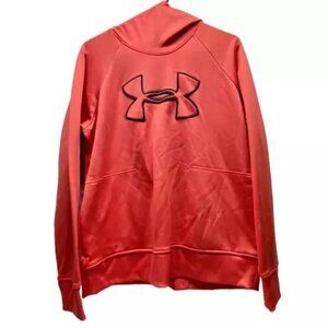 Under Armour Scuba Neck Hoodie Women's XL Salmon/Red Cold Gear UA Logo w/Pockets
